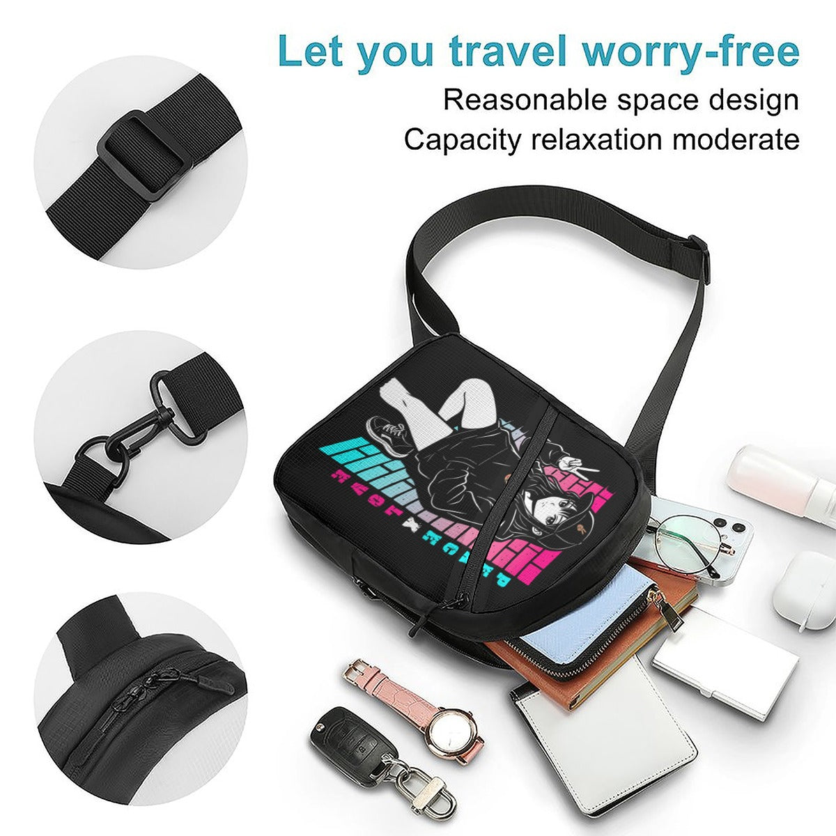 "PeaceXLove" Folding chest bag