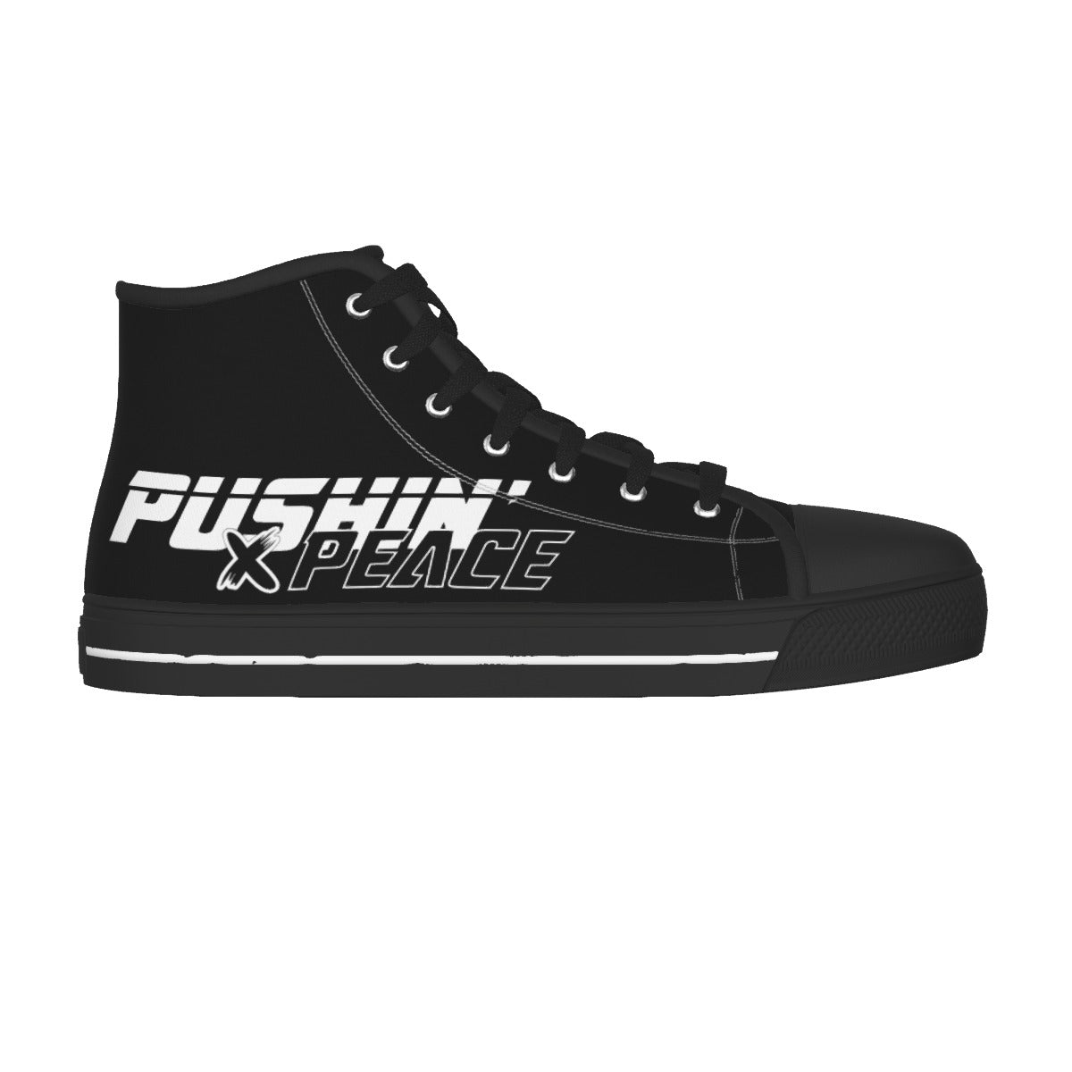 "Pushin' X Peace" Men's Black Sole Canvas Shoes