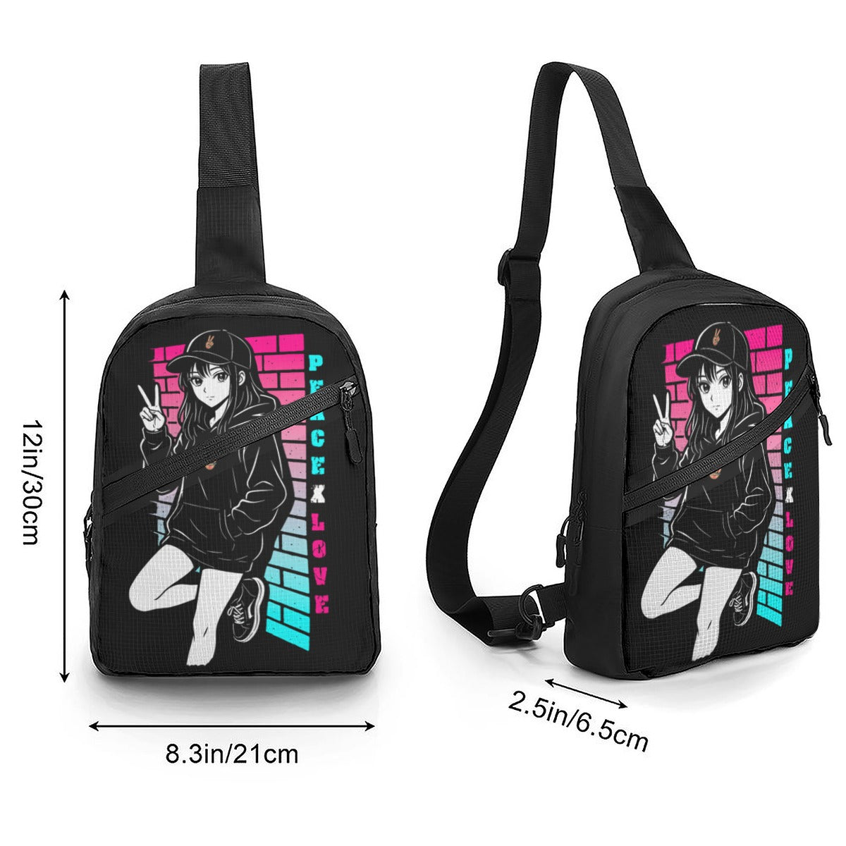 "PeaceXLove" Folding chest bag