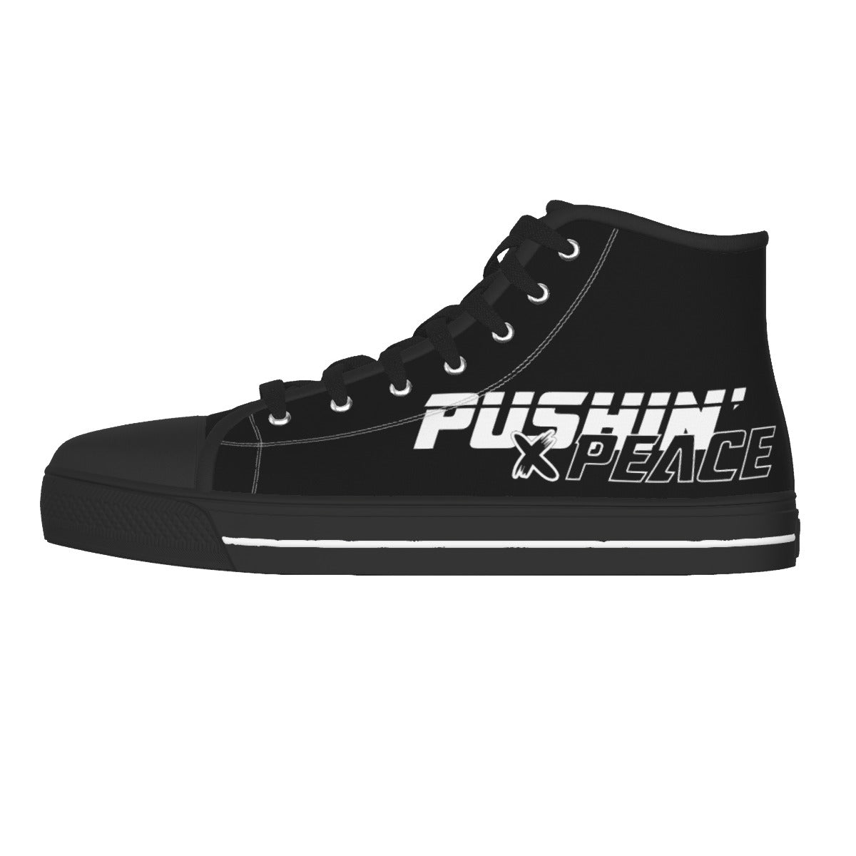 "Pushin' X Peace" Men's Black Sole Canvas Shoes