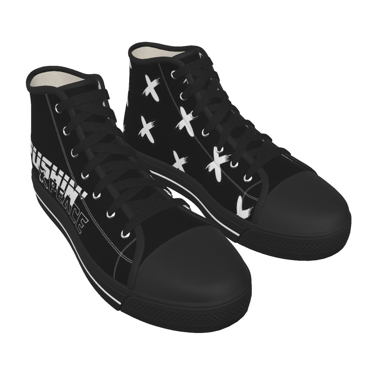 "Pushin' X Peace" Men's Black Sole Canvas Shoes