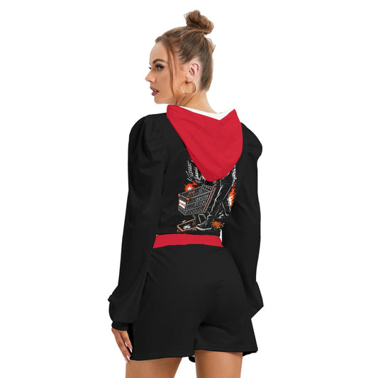 "Pushin' X Peace" Women's Mirco Fleece Hoodie And Shorts Set